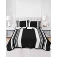 thumbnail image 2 of Quilts Twin-XL Size Bedding Set, Farmhouse Black Lightweight Quilted Comforter, Aesthetic Modern Line Striped Soft Reversible Bedspread Coverlet with Pillow Covers for All Season, 68" x 98", 2 of 7