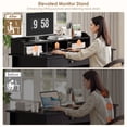 thumbnail image 2 of Homfa Black Computer Desk with Monitor Stand, 47in Wide Office Desk with Storage, Modern Executive Desk with File Drawers for Home & Study, 2 of 7