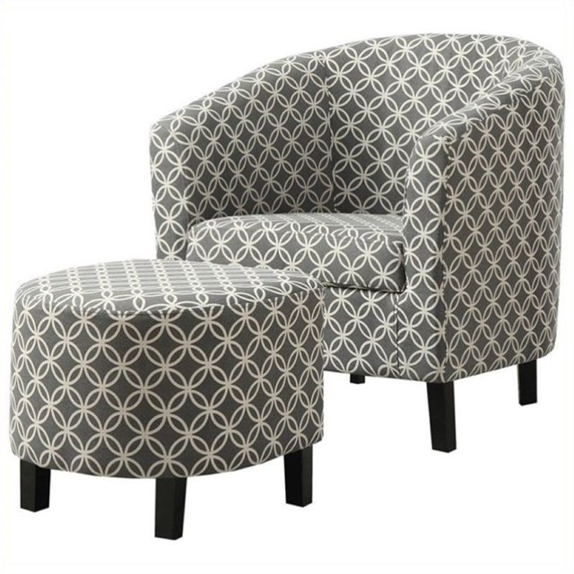 Pemberly Row Chaise d'Appoint et Pouf en Gris et Blanc