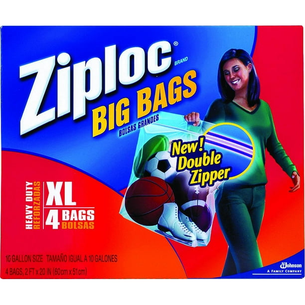 New 4PK Ziploc 71595 Extra Large Heavy Duty Big Bags (Case of 4