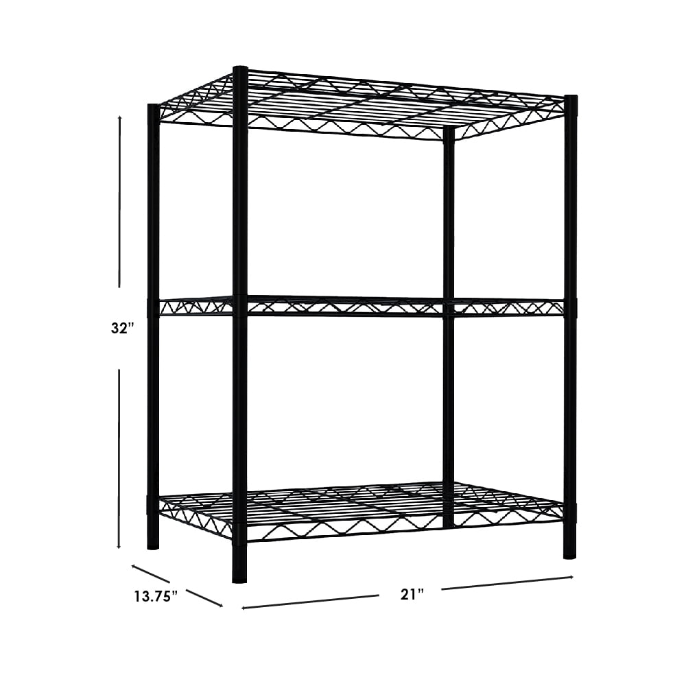 3 Tier Steel Multi-Purpose Adjustable Wire Shelving Unit with 50 lb Weight  Capacity Per Shelf, White | STORAGE ORGANIZATION | SHOP HOME BASICS