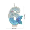 thumbnail image 3 of Birthday Candles Number 6 with Blue Mermaid Tail Design - Wax Cake Candles for Anniversary Celebration Party Decorations, 3 of 6