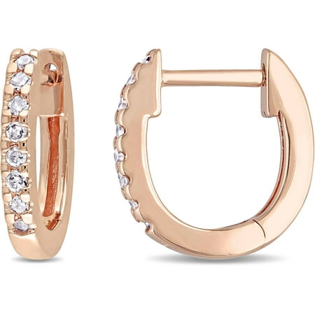 Miabella 1/10 Carat T.W. Diamond 10kt Pink Gold Cuff Earrings