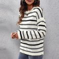 thumbnail image 6 of IROINNID Reduced Womens Sweater Round Neckline Pullover Sweater Stripes Comfy Mid-Length Long Sleeve Splicing Recreational Knitting Sweater Tops, 6 of 7