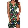 thumbnail image 4 of Summer Dresses for Women Boho V Neck Sleeveless Loose Bottons Sundress Retro Print Flowy Beach Vacation Dress S-2XL, 4 of 8