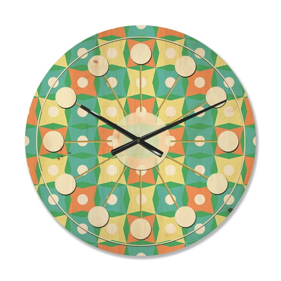 Designart 'Abstract Retro Pattern Design I' Mid-Century Modern Wood Wall Clock