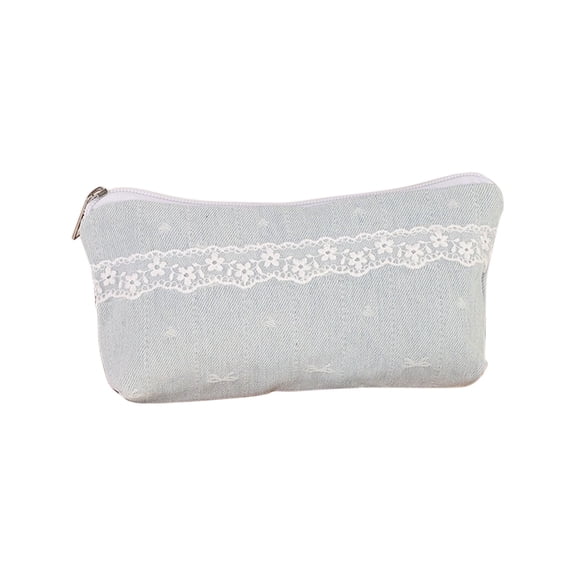 Hyknon Fresh Floral Pencil Bag, Large Capacity Storage Bag with Lace, Soft Breathable Stationery Bag with Zippers, Lightweight Multi-Functional Pencil Cases for Makeup Travel Home Daily ( D )