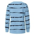 thumbnail image 5 of Jacenvly Womens Clothes Long Sleeve Fall & Winter New Arrivals Christmas Tops Fashion Misses Comfortable Comfortable Stripe Printed Round-Neck Blouses Tops T-Shirt, 5 of 6