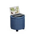 thumbnail image 1 of Confort Concepts Designs4confort Pouf de Rangement Accent Rond en Tissu Bleu, 1 of 3