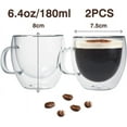 thumbnail image 2 of Kitchenexus Glass Espresso Cups, Set of 2 6oz Double Wall Thermo Insulated Shot Cups With Handle, Coffee Mugs for Cappuccino, Great Gift for Coffee Lovers, 2 of 7