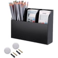 thumbnail image 1 of Wall Mount Remote Control Holder Case - Media Organizer Storage Box for Coffee Table and Nightstand, Clear Acrylic with Film Cover Wall Organizers(Black, Three Compartment), 1 of 7