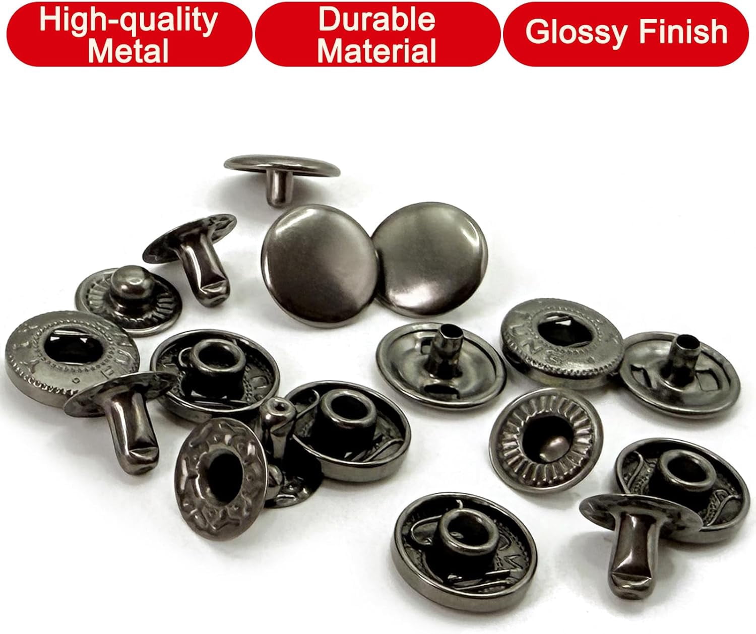 400PCS Snap Fasteners Kit, 100 Sets 12.5mm Metal Press Studs with Setting Tools, Rustproof Small Buttons for Thin Leather, Clothing Repair, Jewelry & DIY Crafting