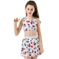 thumbnail image 2 of MIXUE Girls Outfit Sets Kids Summer Cherry Print Crew Neck Sleeveless Sports Camisole Vest And Skirts Two Piece Athletic Casual Outwear,White,8-10 Years, 2 of 7