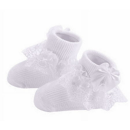 

Baby Girls Socks Pure Color Lace Bowknot Knit Socks Non-Slip Comfortable Breathable Stockings