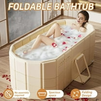 Foldable Bathtub for Adult, 59" Portable Bathtub Insulated Ice Bath Tub, Foldable Ice Bath Tub Hot Bathtub without Cover, for Outdoor Indoor Shower Stall