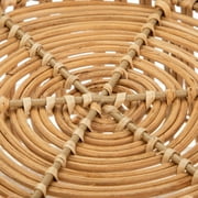 Homezone Handwoven Natural Rattan Basket with Modern Weave, Round