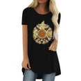 thumbnail image 2 of CHGBMOK Hauts Grande Taille pour Femmes Mode Décontractée Imprimé Col Rond Ample Manches Courtes T-shirt Blouse Pull Été Plage en Solde, 2 of 5