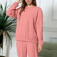 thumbnail image 2 of Diufon Womens Winter Warm Pajama Sets Fuzzy Flannel Pullover Top Pants Home Sleepwear Casual Suits, 2 of 9