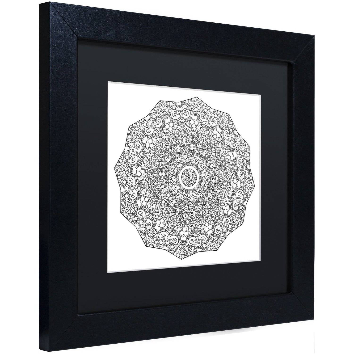 Trademark Fine Art "The Sigh Mandala Line Art" Canvas Art by Kathy G. Ahrens, Black Matte, Black Frame