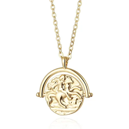 Compuye 18K Gold Moon Star Lion Evil Eye Pendant Necklace Medallion ...