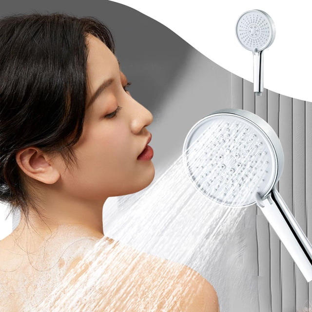 TIMIFIS Apartment Essentials Shower - High-Pressure Handheld Showerhead with Large Panel Outlet - Hard Water Softener Filtered Shower , High Pressure 5 Spray Modes Handheld Shower for The E