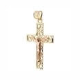 thumbnail image 5 of 14k Yellow & White Gold, Fancy Filigree Cross Jesus Christ Crucifix Pendant Religious Charm 20mm with 16" Dainty Neck Chain, 5 of 9