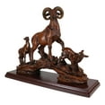 thumbnail image 4 of Rustic Country Bighorn Sheep Ram With Lambs On Rock Faux Mahogany Wood Figurine, 4 of 9