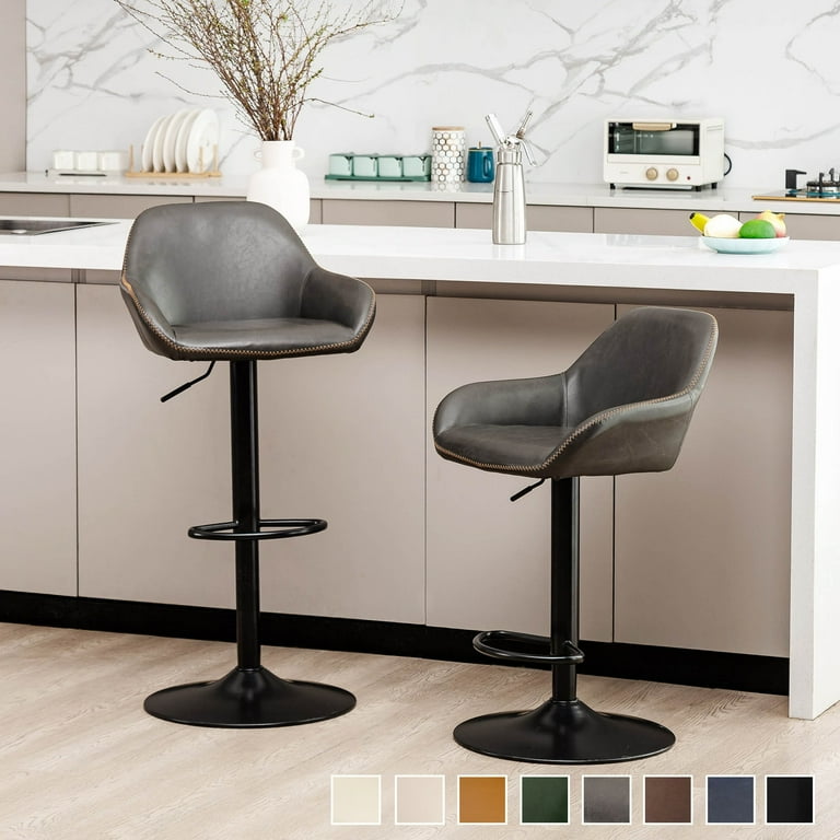 Grey leather 2025 swivel counter stools