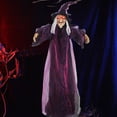 thumbnail image 2 of Décorations de Sorcière Animatroniques d'Halloween, Décor de Sorcière Suspendue Grandeur Nature d'Halloween, Sorcière Animée Debout Parlante aux Yeux Rouges, Décor de Sorcière Volante Debout pour Décors Effrayants Accessoire, 2 of 8
