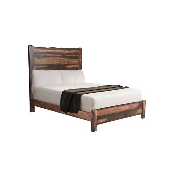 HomeRoots Live Edge Solid Wood Queen Dark Brown Bed
