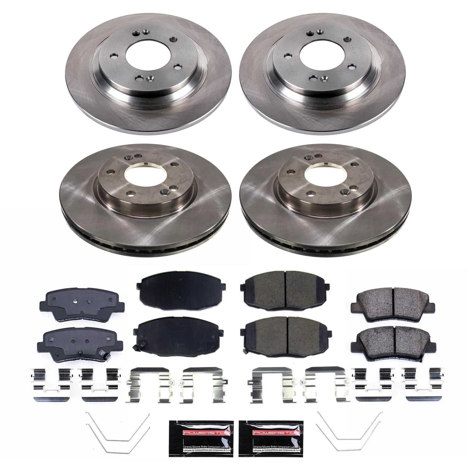 PowerStop Front and Rear Stock Replacement Brake Pad and Rotor Kit Fits: KIA Select Models KOE9140