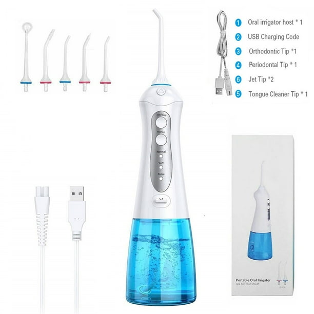 Best Professional Portable Cordless Water Flosser, Rechargeable Portable Water Pick 300ml Oral Irrigator For Travel And Home, 3-Mode for Braces and ...