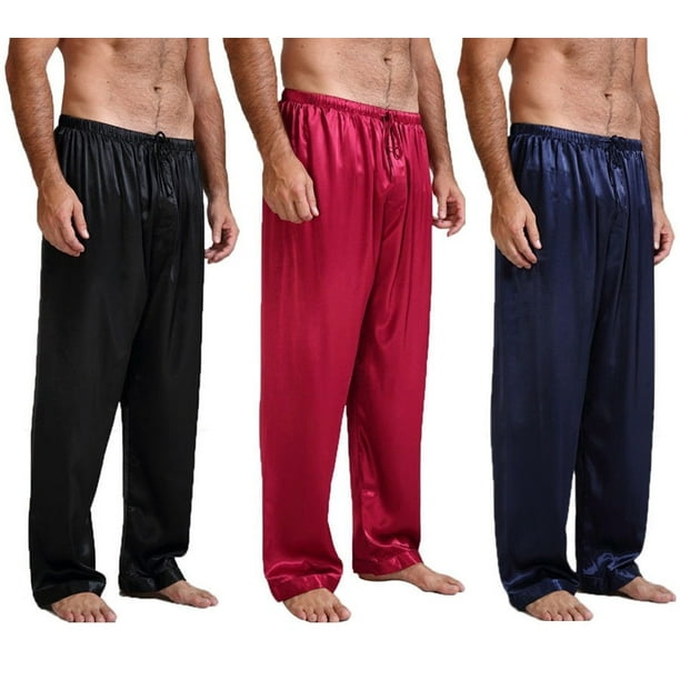 Mens Silk Satin Pajamas Pyjamas Pants Sleep Bottoms Nightwear Sleepwear  Trousers
