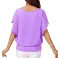 thumbnail image 4 of Women's Loose Casual Short Sleeve Batwing Sleeve Chiffon Top T-shirt BlouseS, 4 of 5