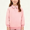 thumbnail image 2 of NAISIBABY Kids School Uniform Polo Shirt (4-15T), Cotton Collar Button Down Long Sleeve Boys Girls Fashion Sweatshirt Tops Pink 6T, 2 of 8