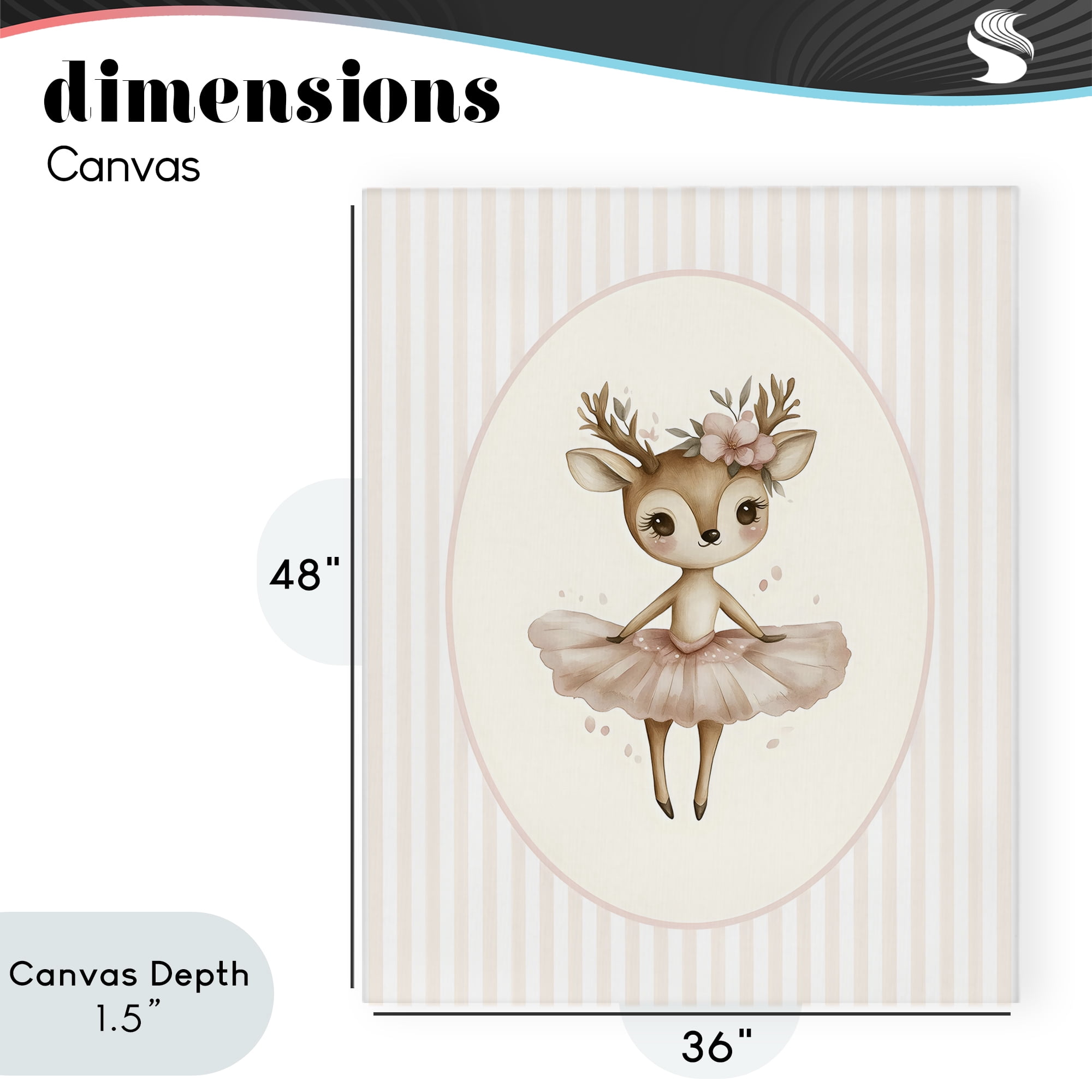 Stupell Industries Nursery Ballerina Deer Striped Canvas Wall Art, design by LSR Design Studio