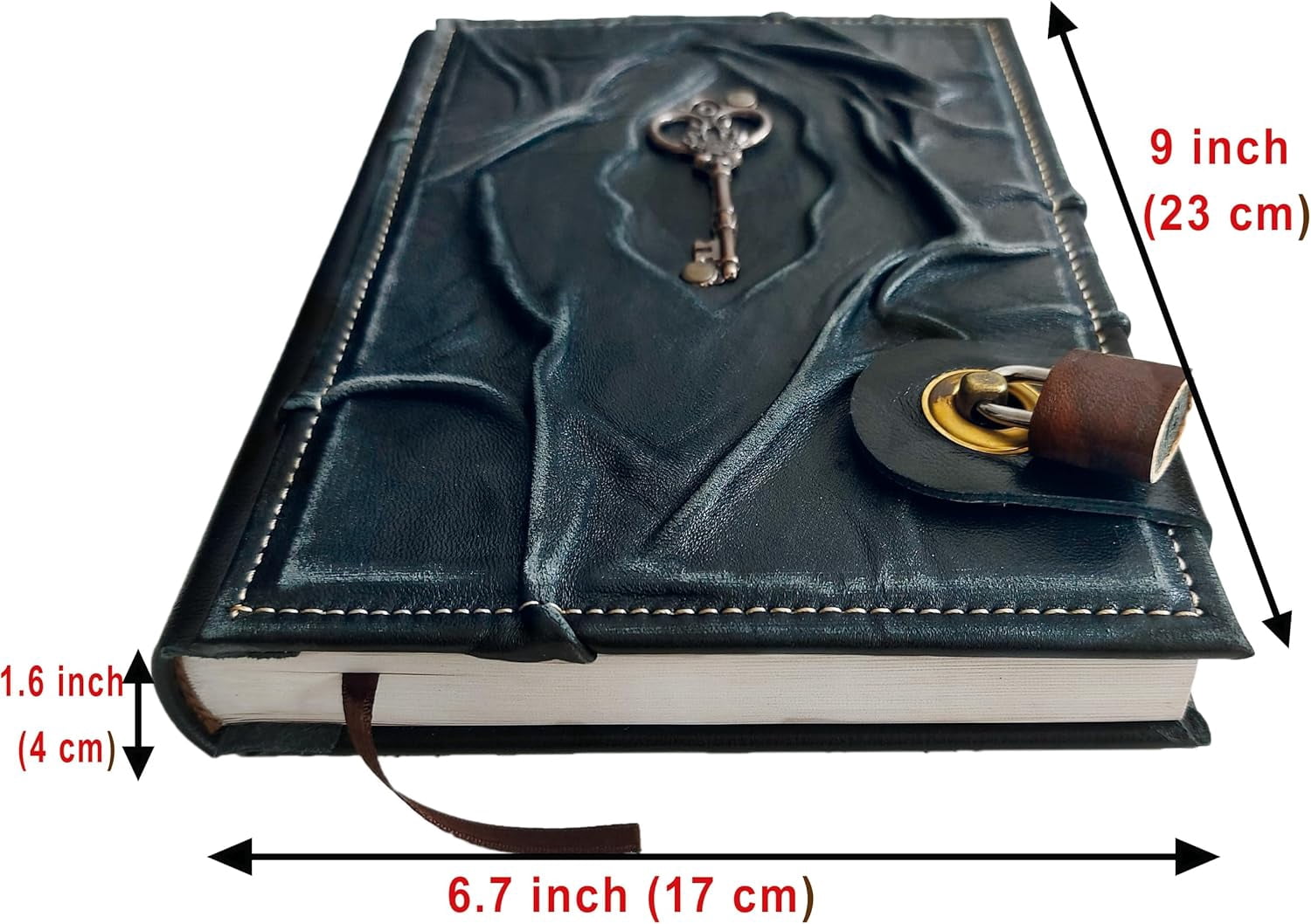 Antique  Handmade Leather Journal with Lock  Genuine Leather Diary Acid- Chamois Paper 384 Pages, 9 x 6.7 inches Antique Padlock Journal for Writing Diary With Lock
