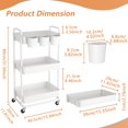thumbnail image 2 of Carrito utilitario JIUYOTREE de 3 niveles de plástico enrollable blanco, 2 of 7