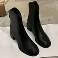 thumbnail image 6 of Aueoeo Women's Ankle Boots Low Chunky Block Heel Booties With Back Zipper Spring Fall Short Boots Fashion Faux Leather Shoes, 6 of 8