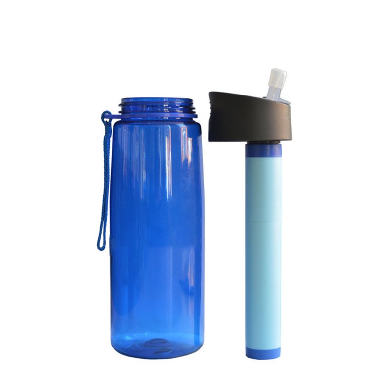 Water Filter Bottle Everyday Use 650ml Pink,with 2pk Personal Water Filter  Straw