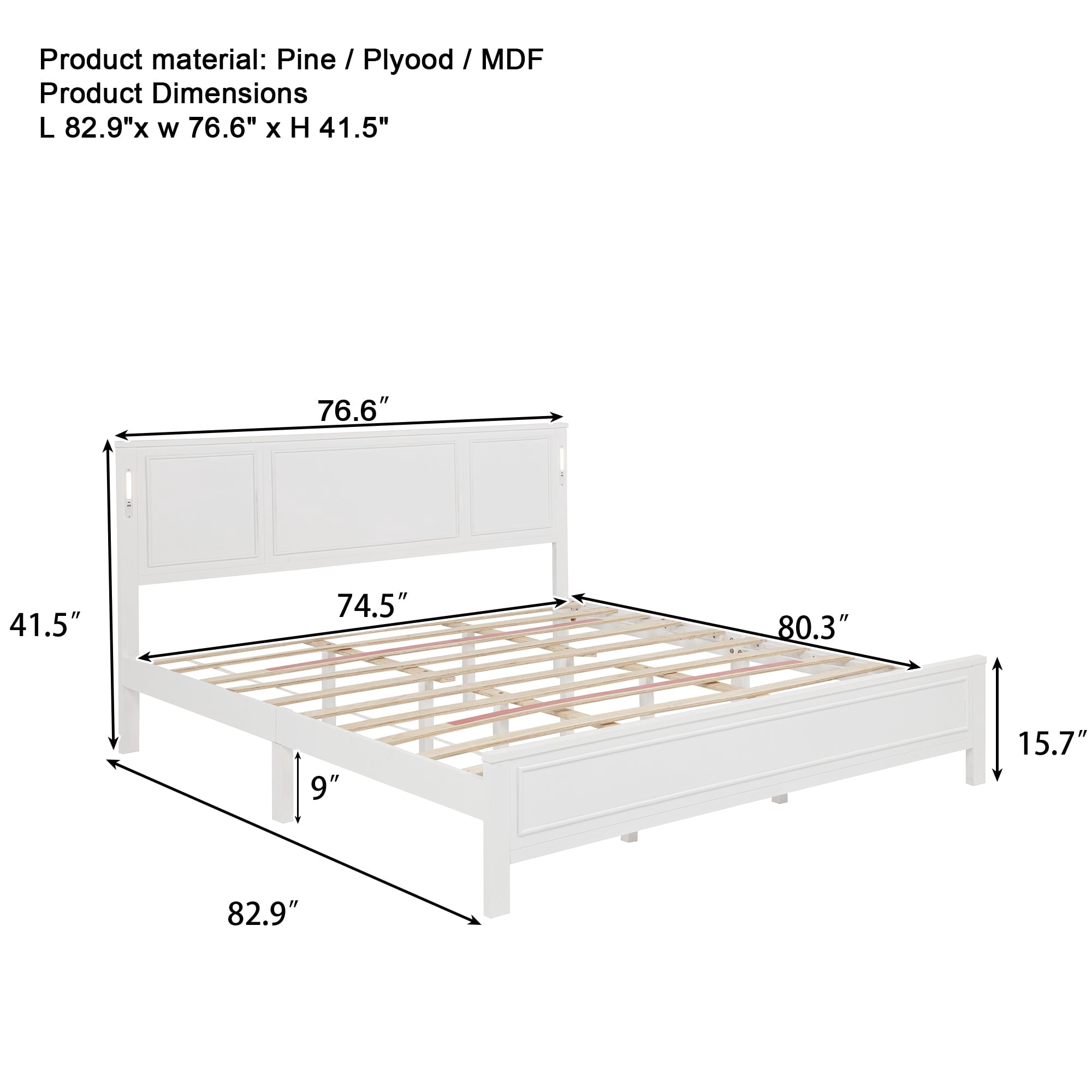 Sailvan Bed with 2 Storage Drawers, LED Lights, USB Charging Station