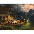 thumbnail image 2 of Friedrich August Matthias Gauermann 14x12 Black Ornate Wood Framed Double Matted Museum Art Print Titled: An Alpine Ship in the Storm (1834), 2 of 5