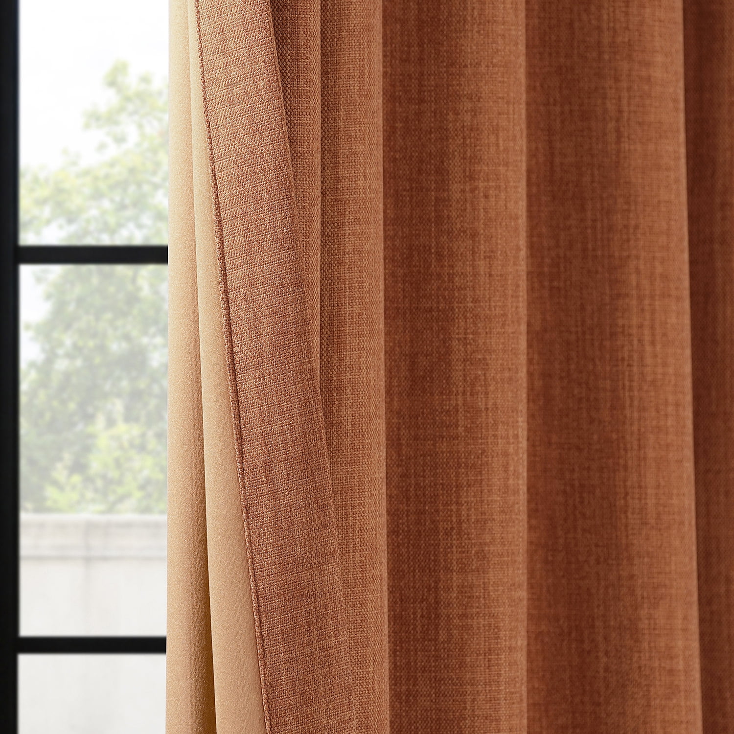 HPD Half Price Drapes Desert Orange Faux Linen Room Darkening Curtains for Bedroom & Living Room Curtains (1 Panel), Door & Window Curtains 96 inches long, Rod Pocket curtains & drapes, 50W X 96L