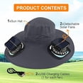 thumbnail image 6 of Solar Fan Hat, Wide Brim UPF 50+ Sun Hat, Solar & Usb Charging for Fishing Hiking Outdoor Activities, 6 of 8