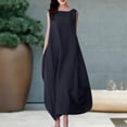 thumbnail image 3 of PENGXIANG Womem Robe Sans Manches Grande Swing Coton Lin Casual Maxi Robe Vacances Plage, 3 of 9