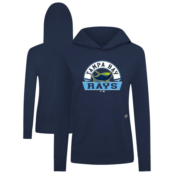 Women's Levelwear Navy Tampa Bay Rays Relay Banner Arch Long Sleeve T-Shirt Hoodie