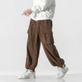thumbnail image 2 of BOOMNY Men's Baggy Pants Solid Color Corduroy Cargo Pants for Men Wide Leg Plus Size Loose Warm Fall Winter Trousers With Pocket, 2 of 9