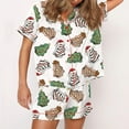 thumbnail image 2 of Women Christmas Pajamas Sets Short Sleeve Button Down ShirtsTops Shorts Set Fall Winter Xmas Holiday Sleepwear Loungewear, 2 of 7