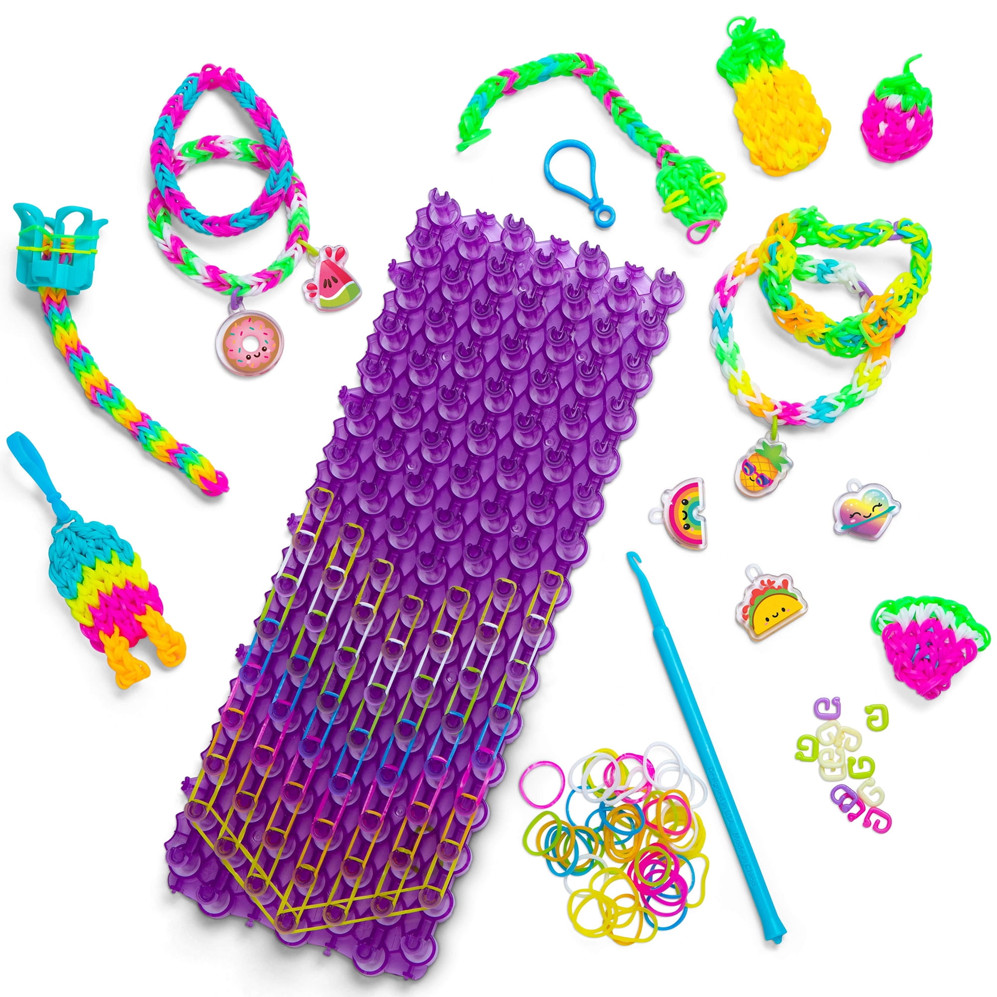Rainbow Loom: Mega Mighty Loom - Rubber Band Jewelry Craft Kit, Large Loom Set for Intricate Bracelet Designs w/ Cute-tique Charms-Hooks-Clips, Kid 6+