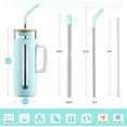 thumbnail image 2 of MUKOKO 20oz Glass Water Tumble with Straw and Bamboo Lid, Reusable Water Bottle with Water Marker, Iced Coffee Cup with Straw Silicone Protective Sleeve-Light Blue, 2 of 6